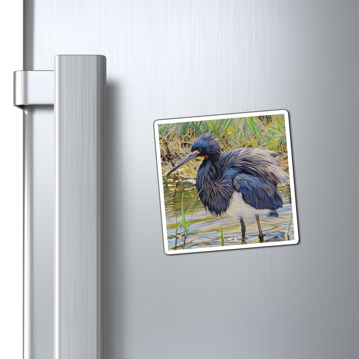 Elegant Heron Art Magnet - Nature-Inspired Kitchen Decor