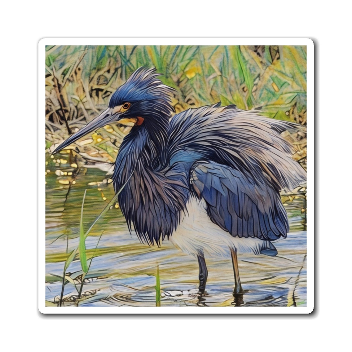 Elegant Heron Art Magnet - Nature-Inspired Kitchen Decor