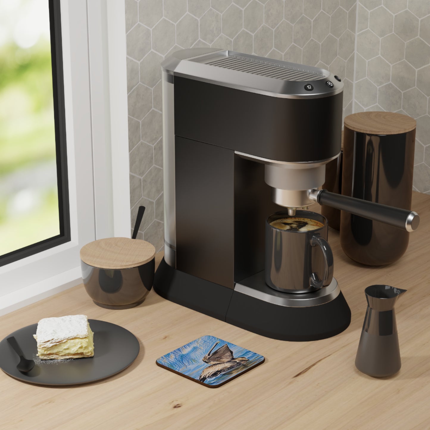 Pelican Art Hardboard Coaster - Nature-Inspired Drinkware Accessory