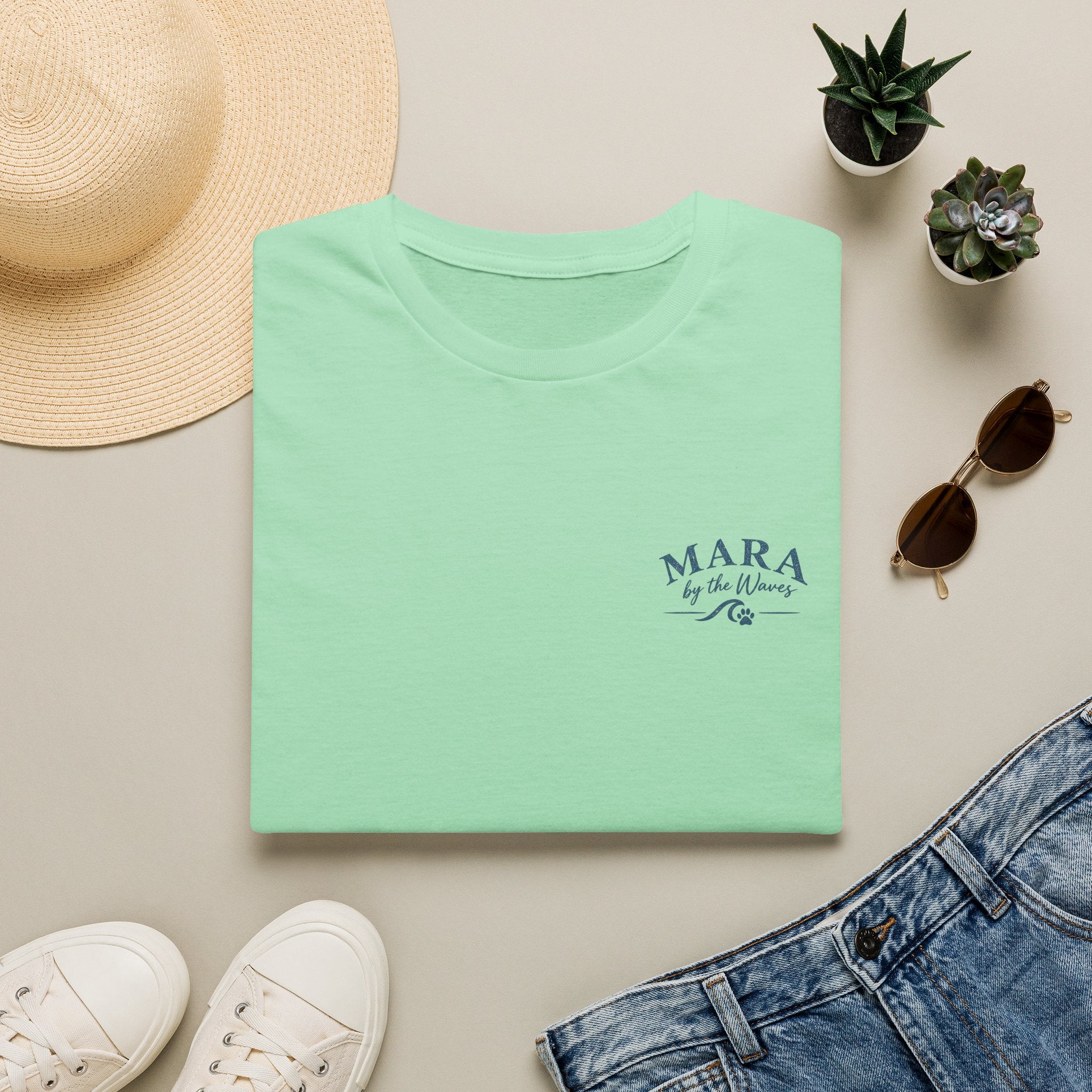 Mara by the Waves T-Shirt — Coastal Golden Retriever Tee
