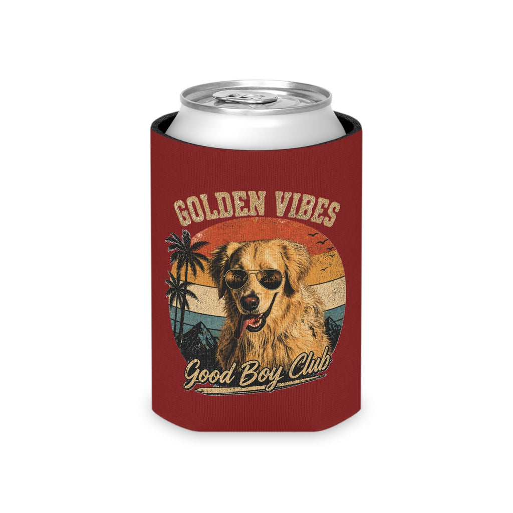 Golden Vibes Good Boy Club Can Cooler | Retro Golden Retriever Paw