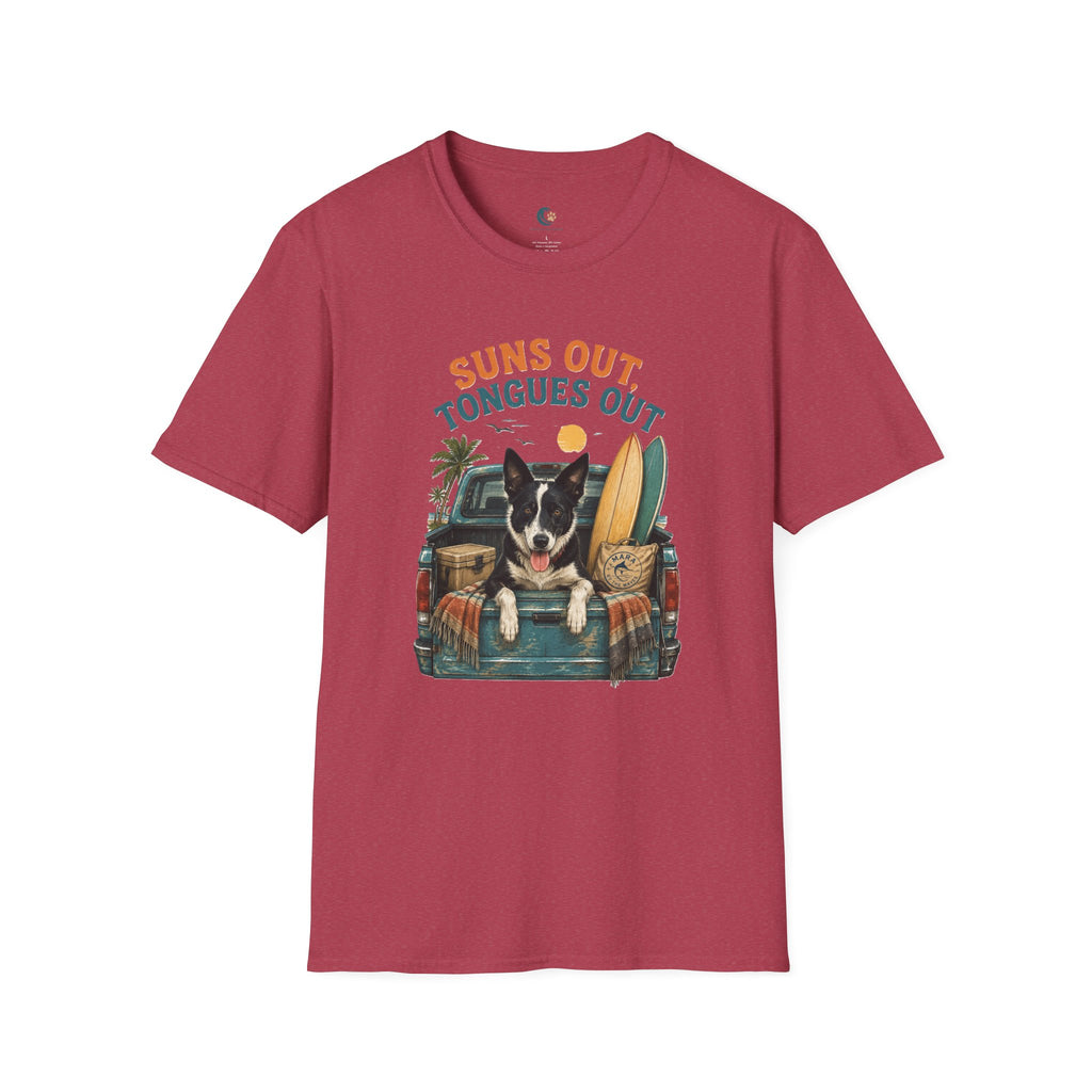 Suns Out Tongues Out Dog (Border Collie) Beach T-Shirt