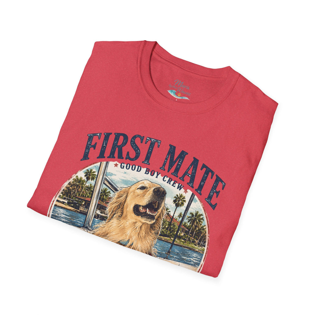 First Mate Boat Dog T-Shirt — Golden Retriever Nautical Tee