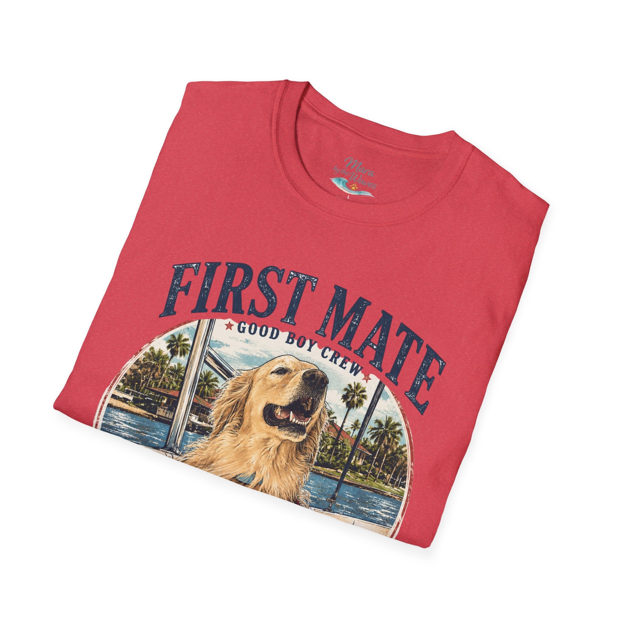 First Mate Boat Dog T-Shirt — Golden Retriever Nautical Tee