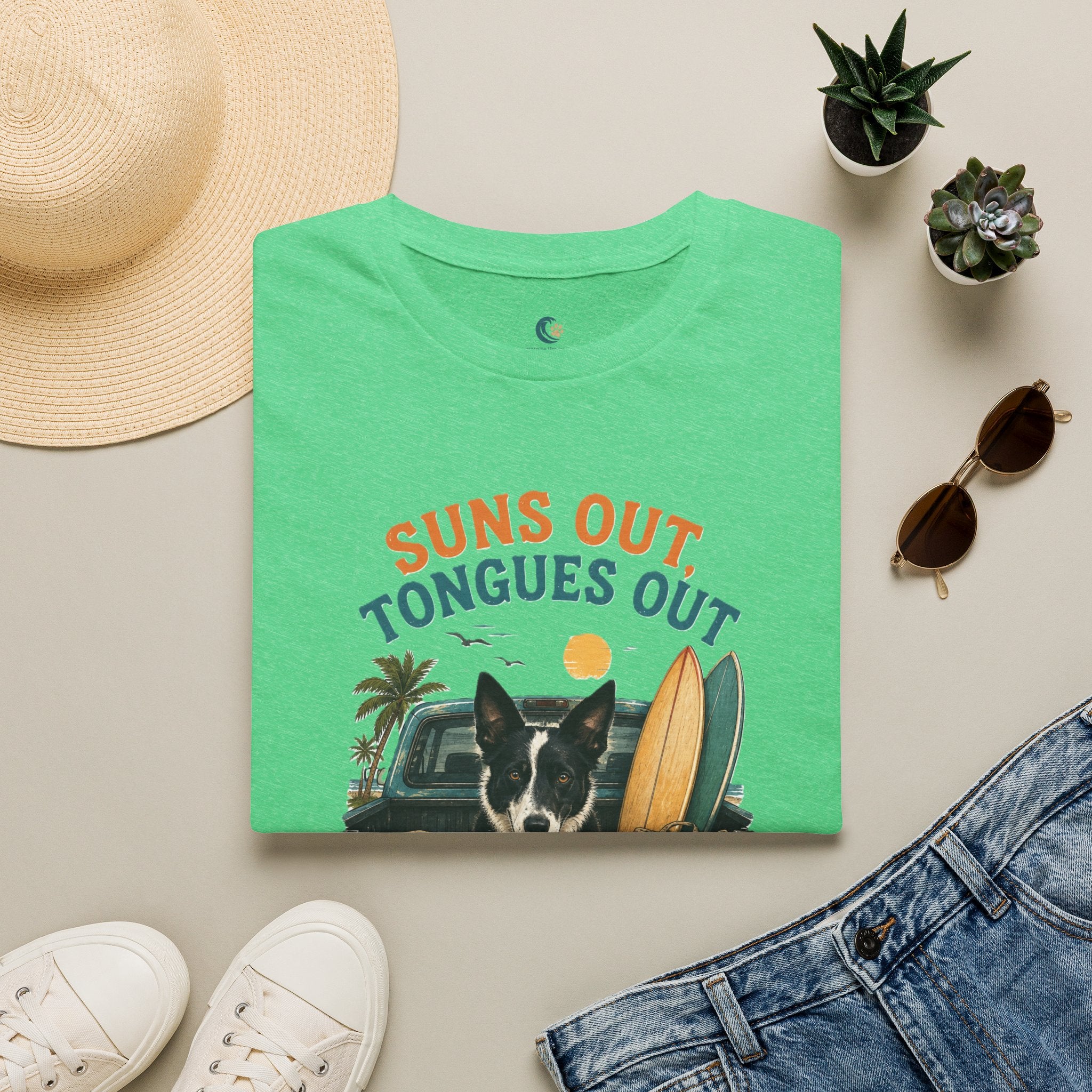 Suns Out Tongues Out Dog (Border Collie) Beach T-Shirt
