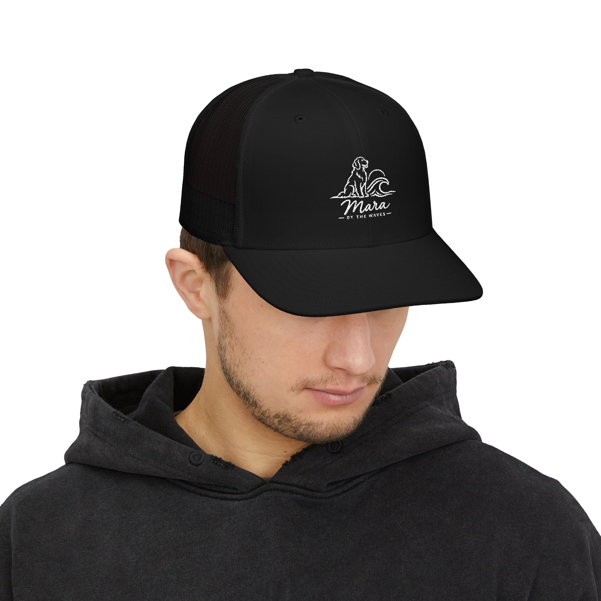 Mara Waves Trucker Cap. Golden Retriever-Inspired Snapback Hat