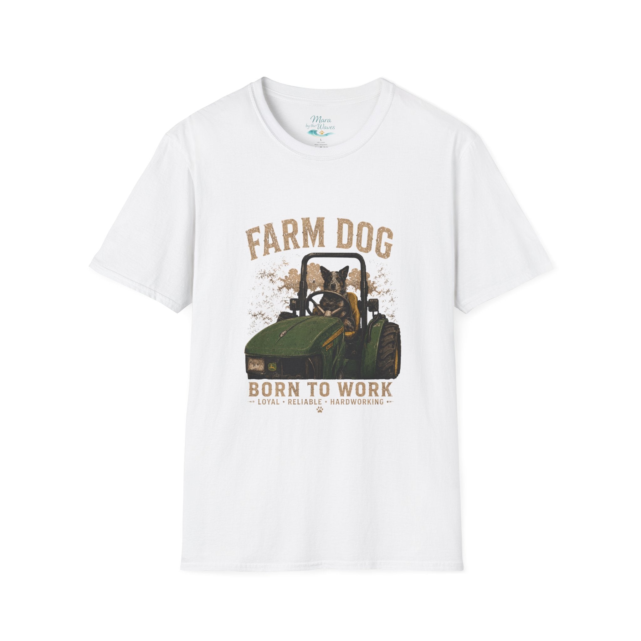 Farm Dog T-Shirt - "Born to Work" Tractor & Dog Graphic Tee