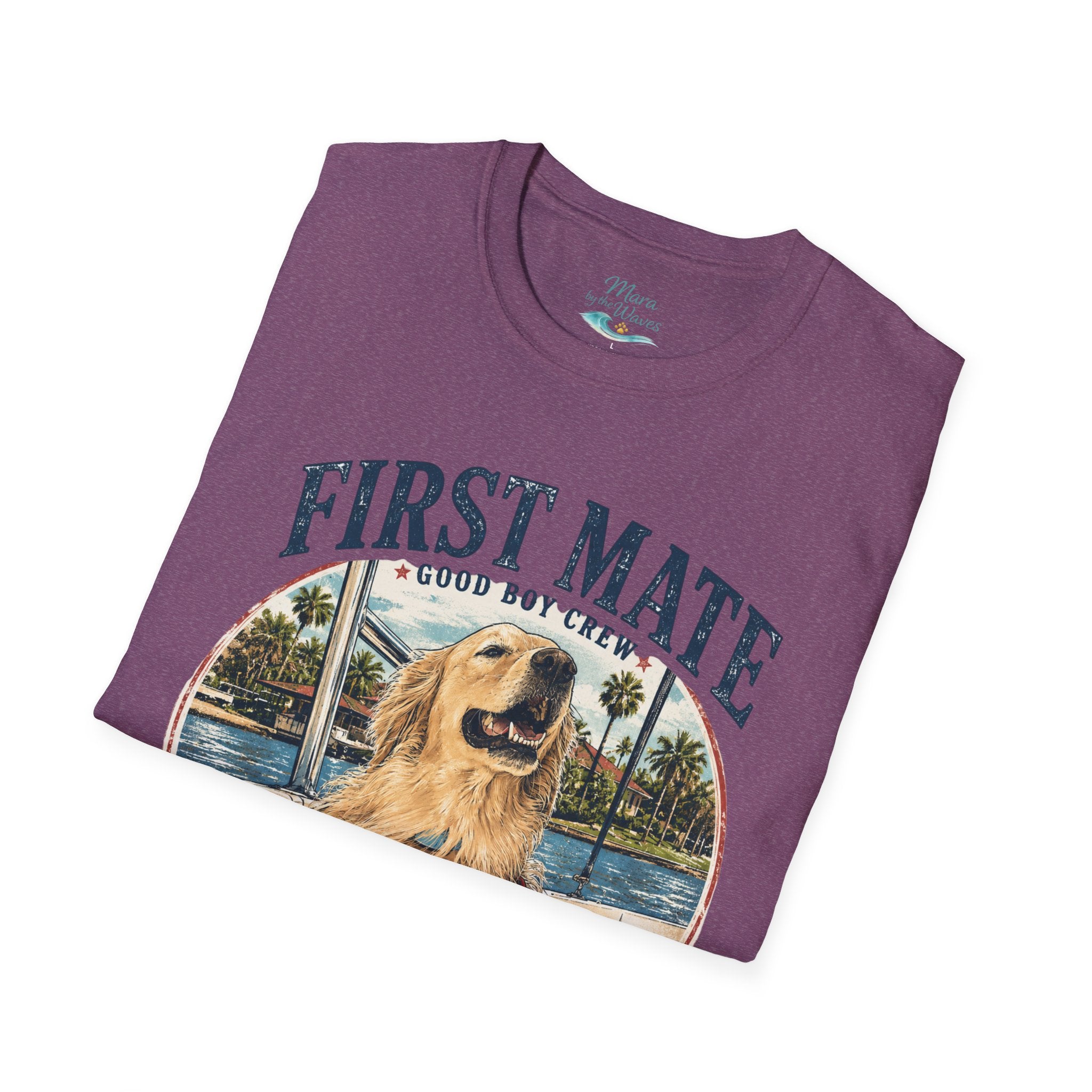 First Mate Boat Dog T-Shirt — Golden Retriever Nautical Tee