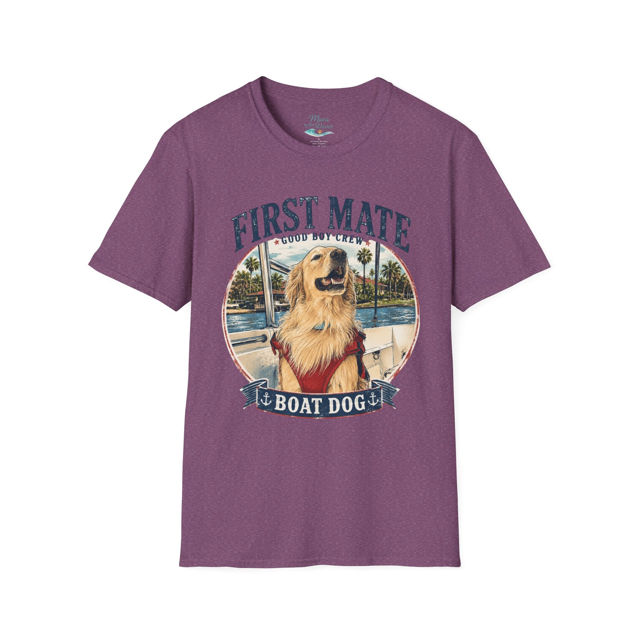 First Mate Boat Dog T-Shirt — Golden Retriever Nautical Tee