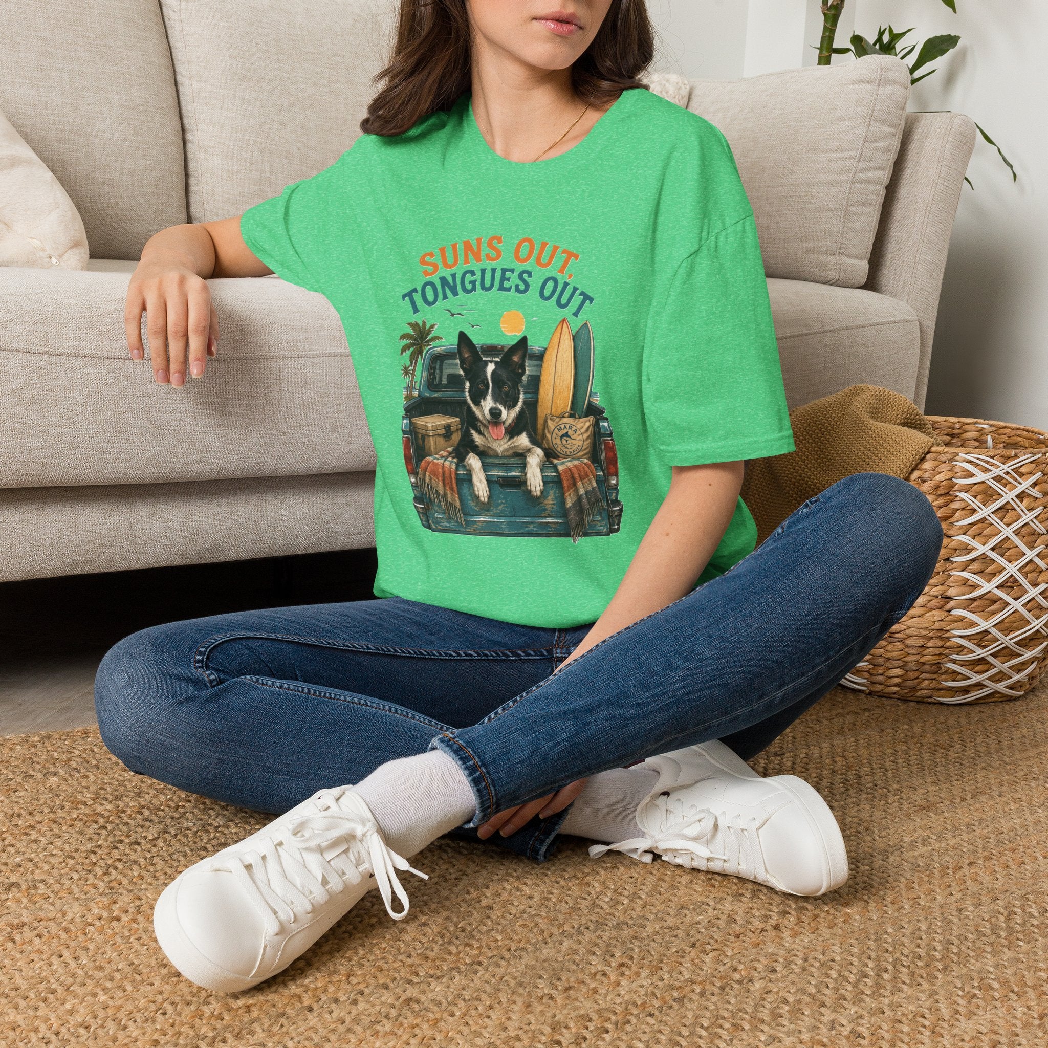 Suns Out Tongues Out Dog (Border Collie) Beach T-Shirt