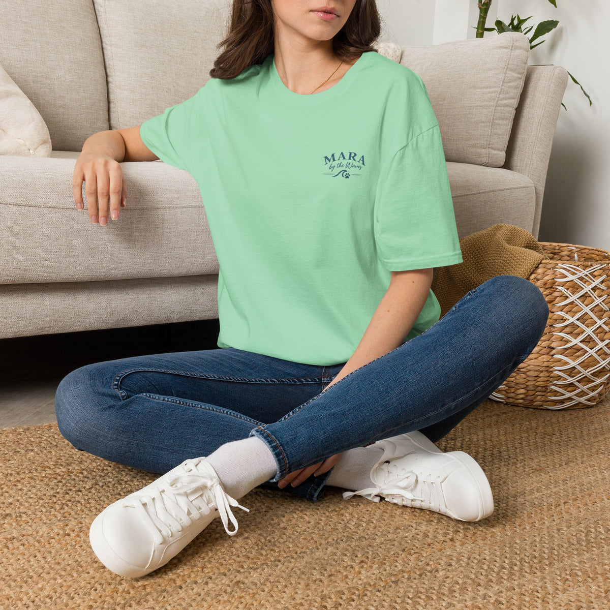 Mara by the Waves T-Shirt — Coastal Golden Retriever Tee