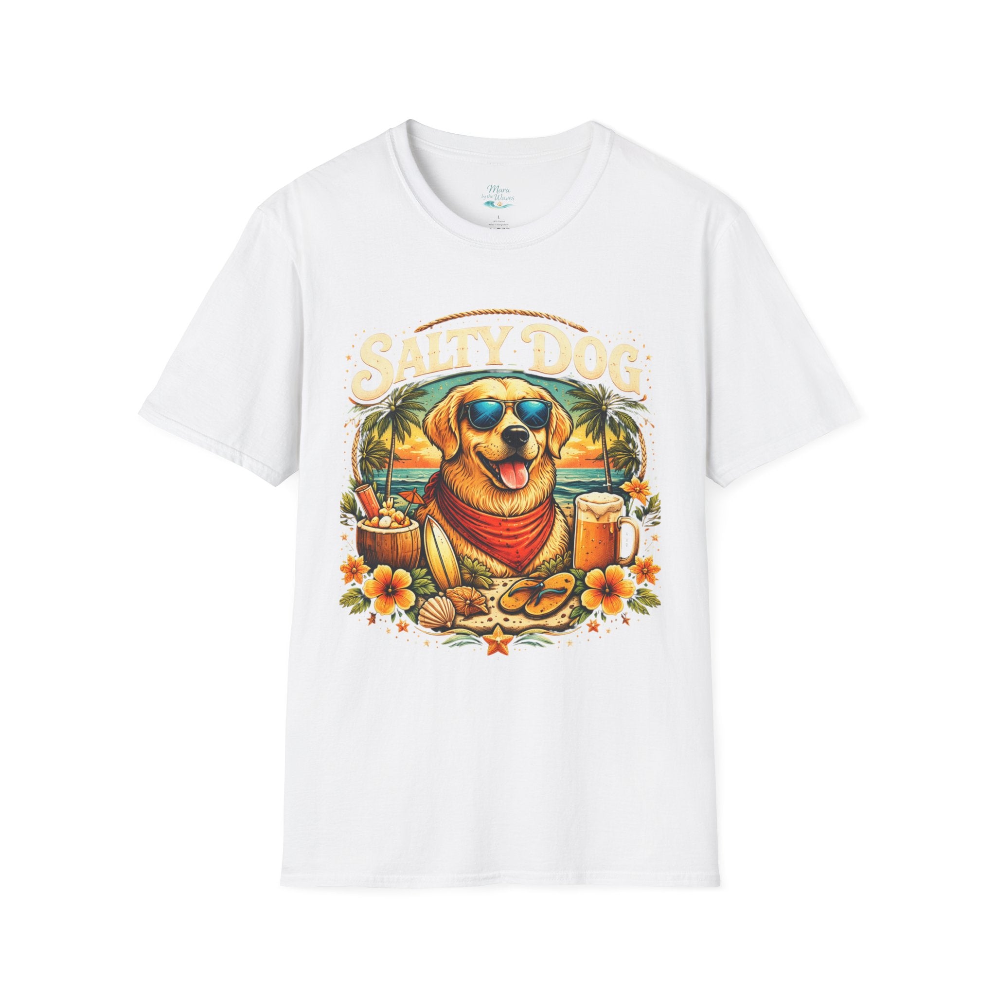 Salty Dog Beach T-Shirt — Retro Surf Dog Graphic Tee