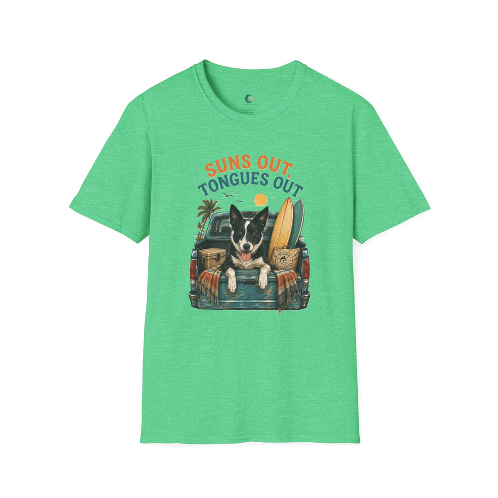 Suns Out Tongues Out Dog (Border Collie) Beach T-Shirt
