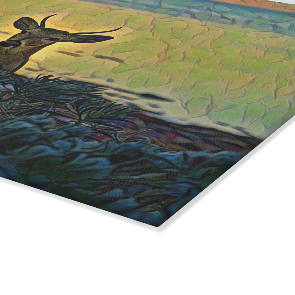 Big Pine Key Deer Glass Cutting Board – Pastel Coastal Kitchen Décor