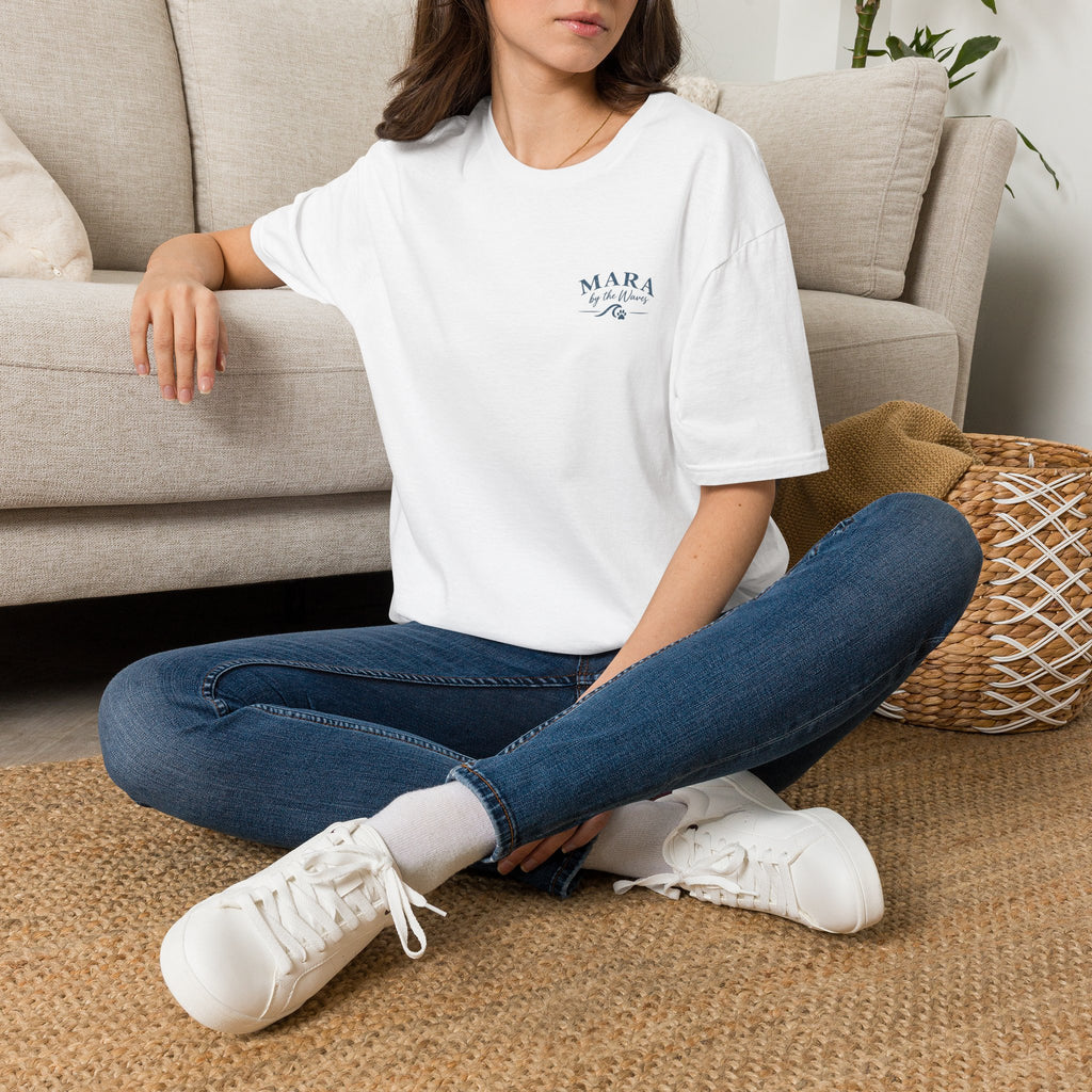 Mara by the Waves T-Shirt — Coastal Golden Retriever Tee