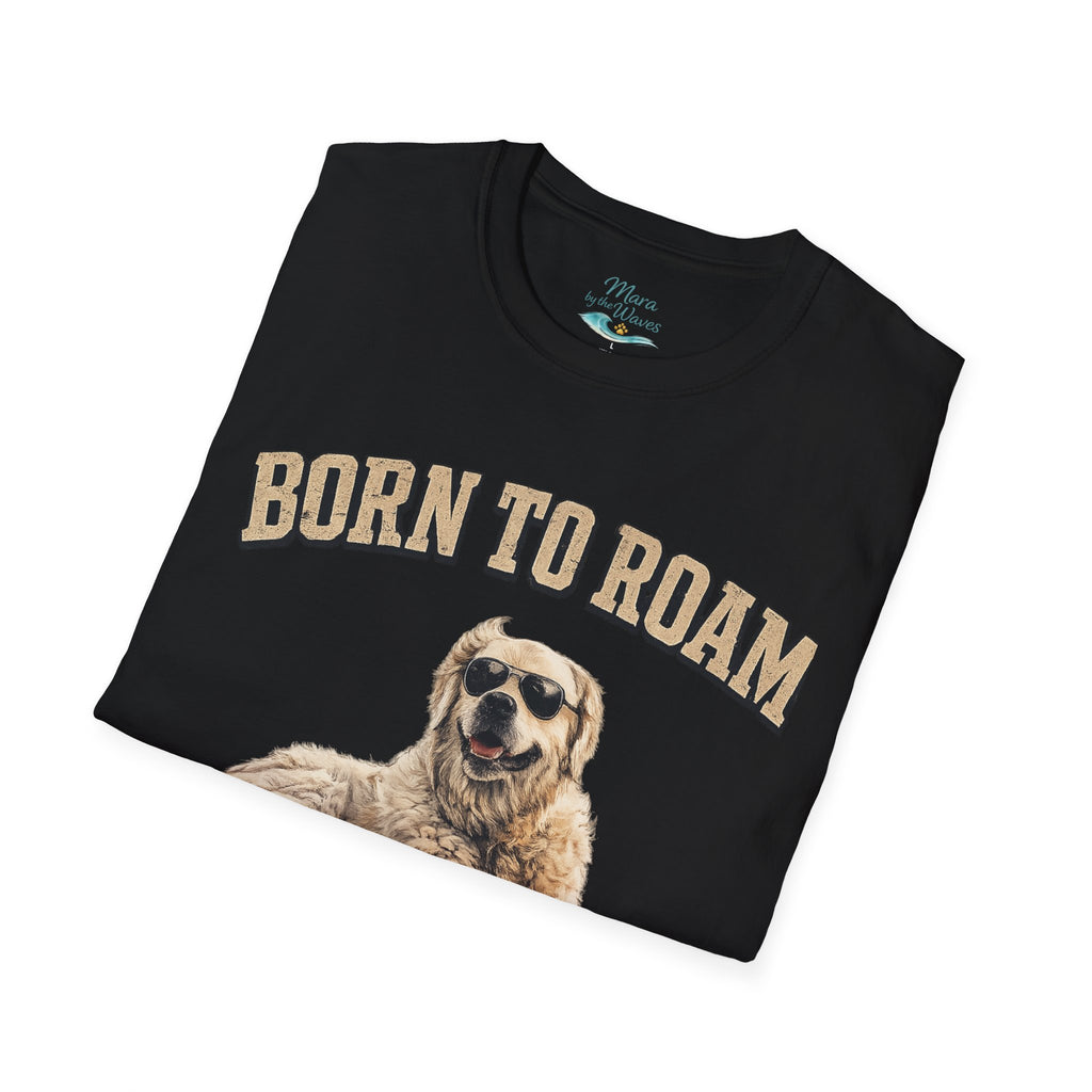 Born to Roam Dog T-Shirt — Golden Retriever 'Live Free Stay Wild' Graphic Tee