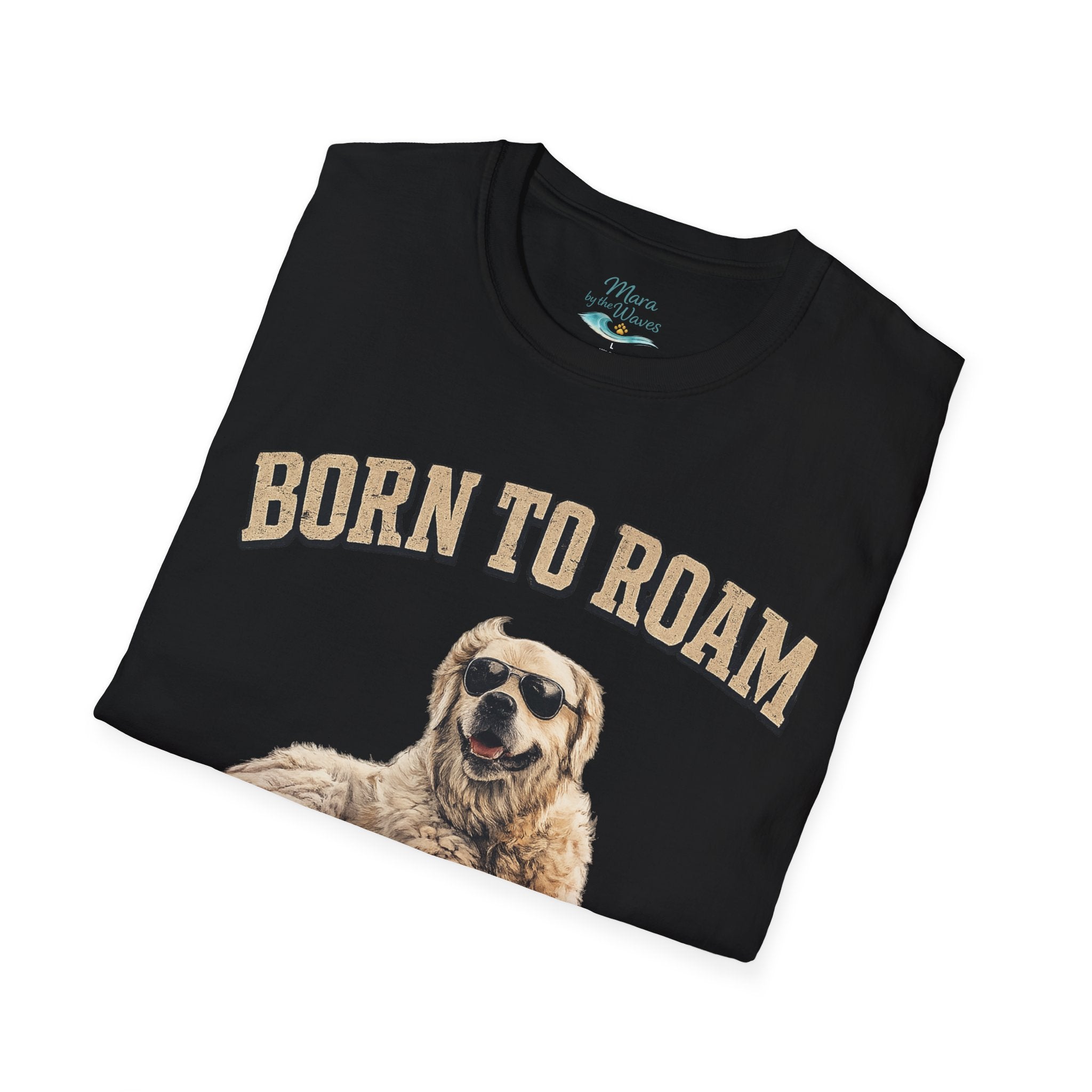 Born to Roam Dog T-Shirt — Golden Retriever 'Live Free Stay Wild' Graphic Tee