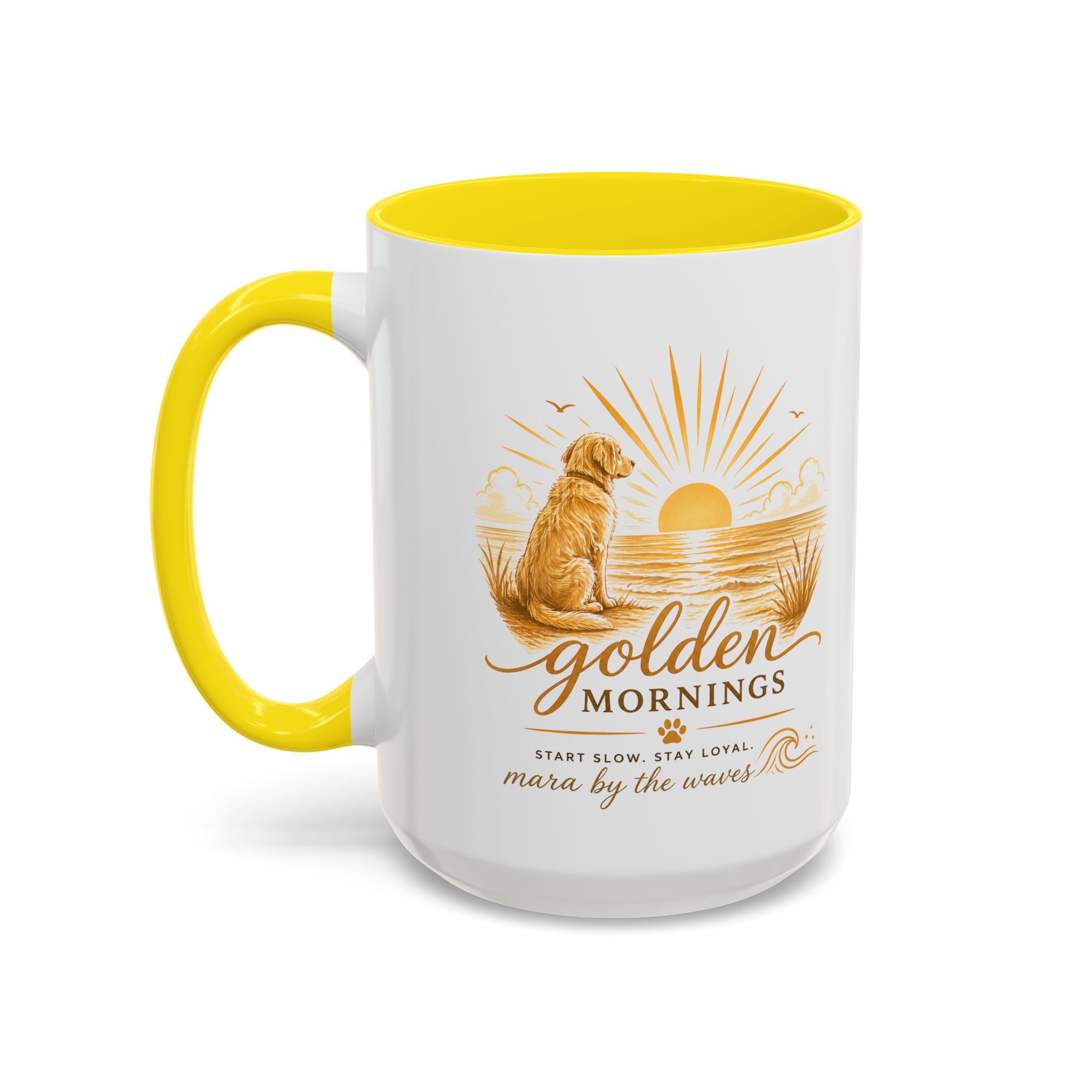 Golden Mornings Coffee Mug — Dog Sunrise Accent Mug (11/15oz)