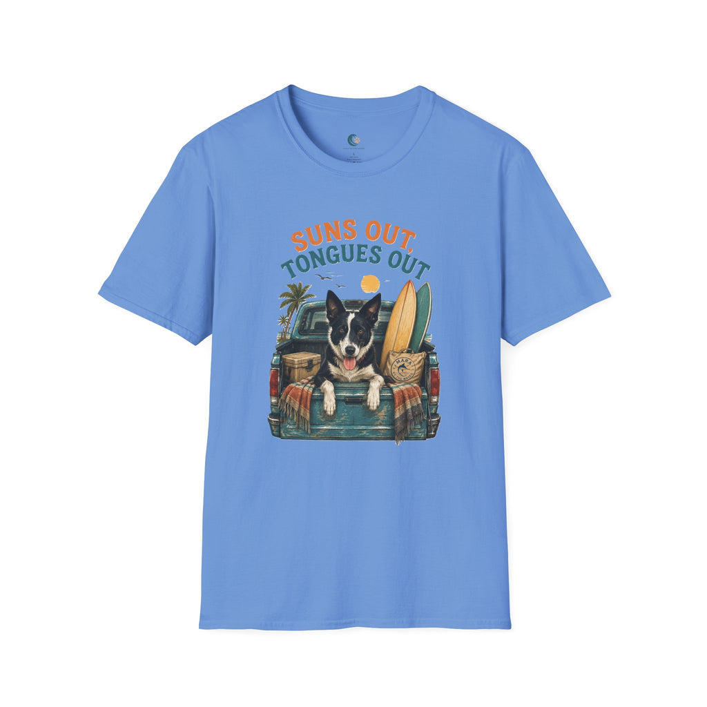 Suns Out Tongues Out Dog (Border Collie) Beach T-Shirt