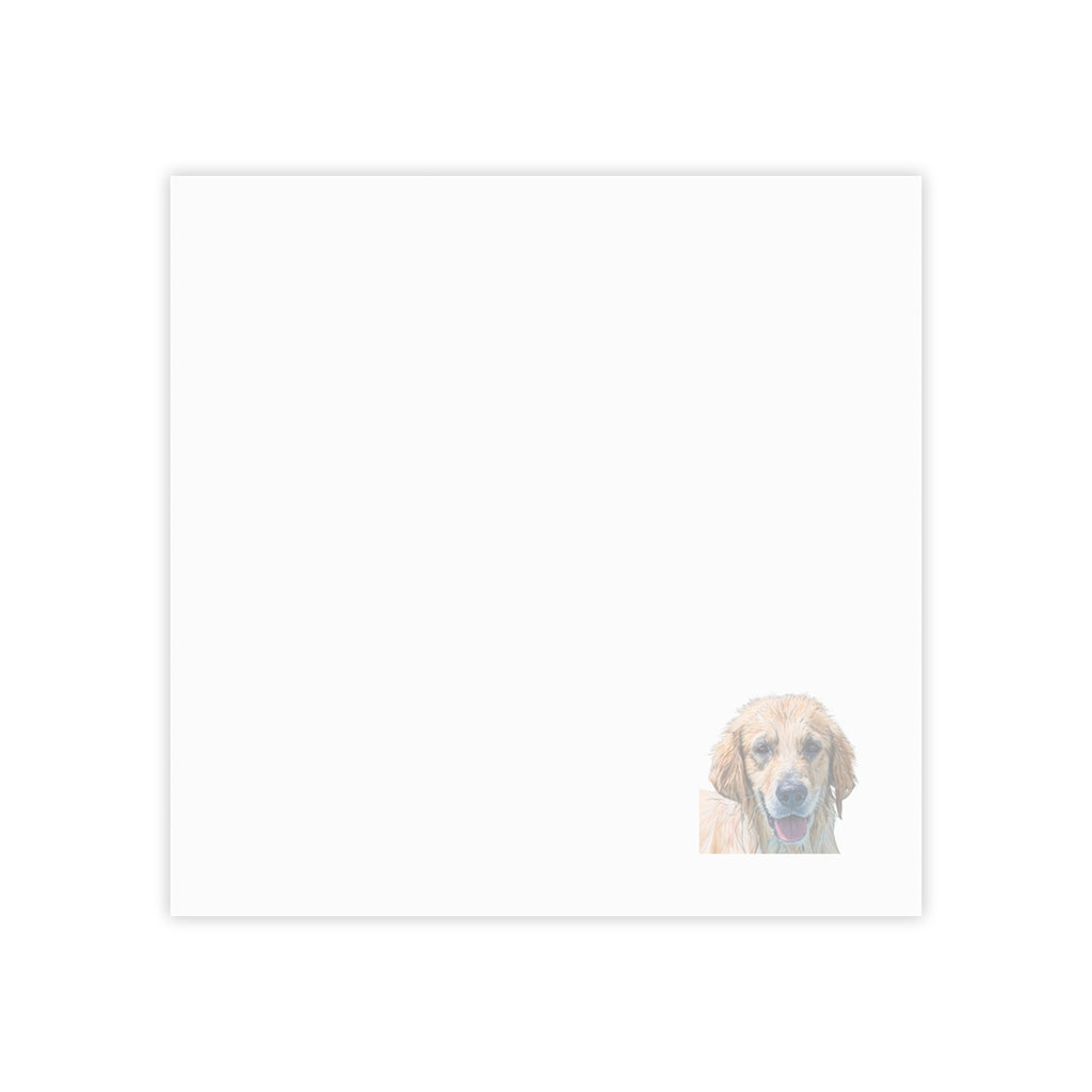 Post-it Note Pad with Golden Retriever Corner Design — Bright Blue Sticky Notes