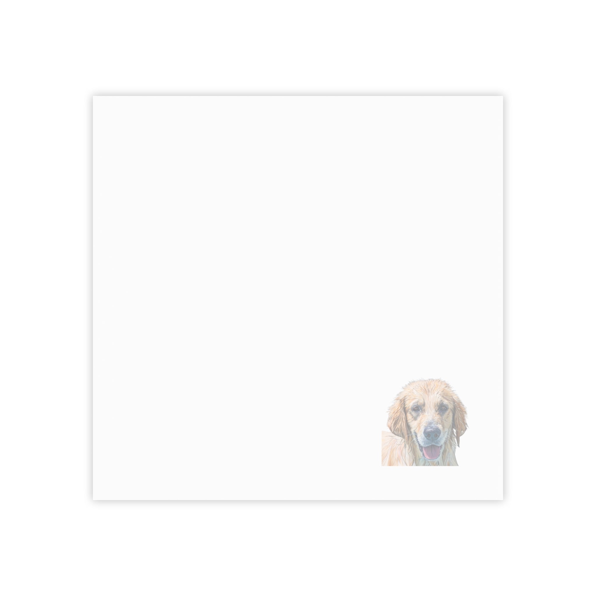 Post-it Note Pad with Golden Retriever Corner Design — Bright Blue Sticky Notes