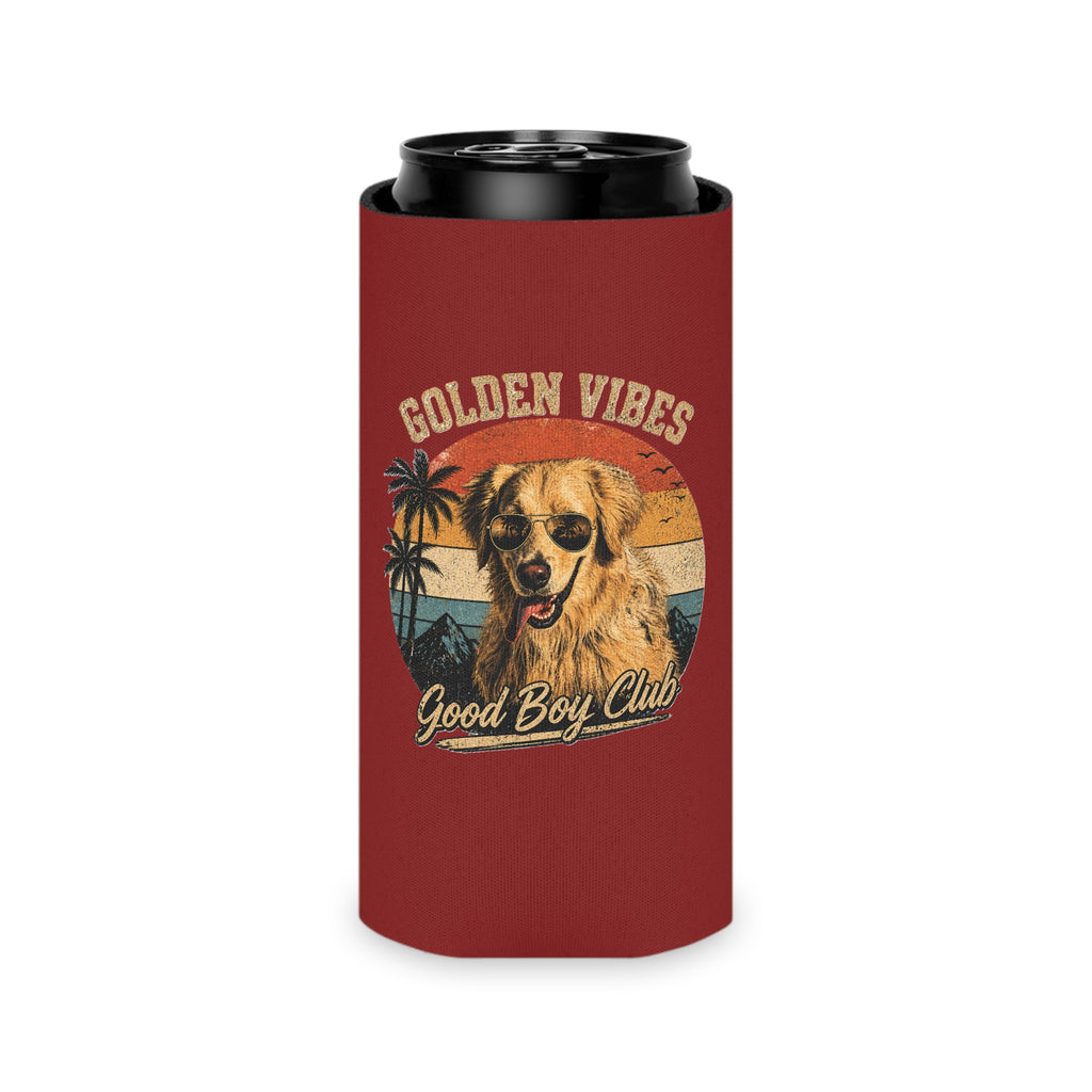 Golden Vibes Good Boy Club Can Cooler | Retro Golden Retriever Paw