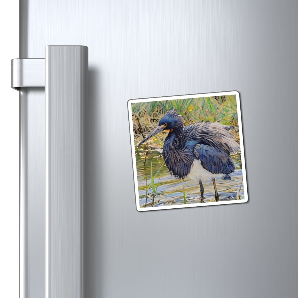 Elegant Heron Art Magnet - Nature-Inspired Kitchen Decor