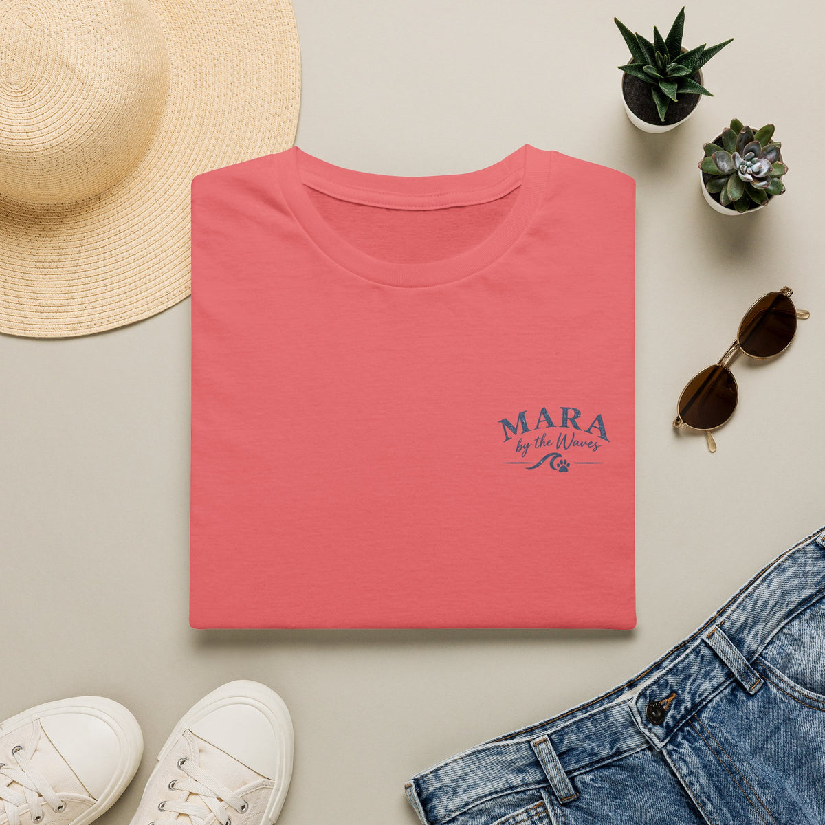 Mara by the Waves T-Shirt — Coastal Golden Retriever Tee