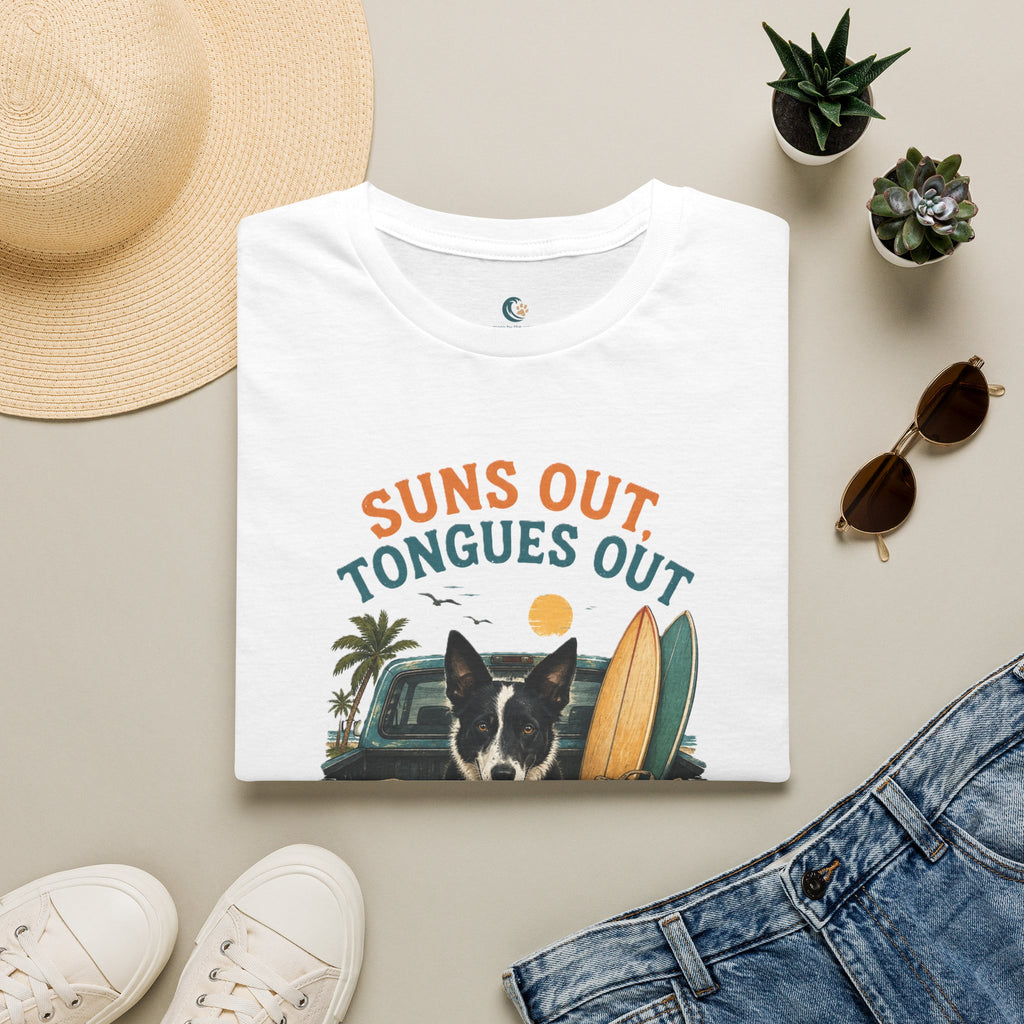 Suns Out Tongues Out Dog (Border Collie) Beach T-Shirt