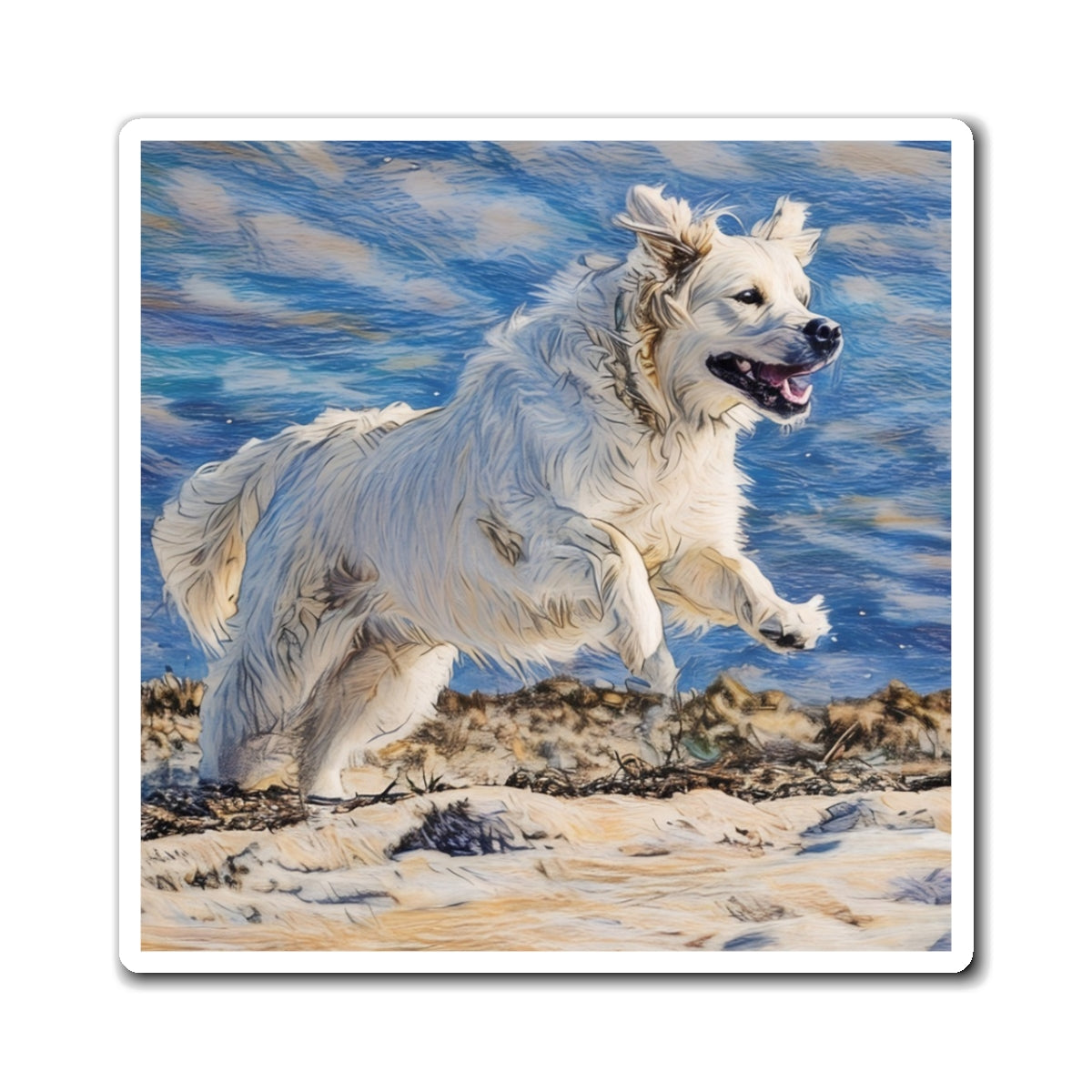 Magnets - Golden Retriever on Beach Magnet