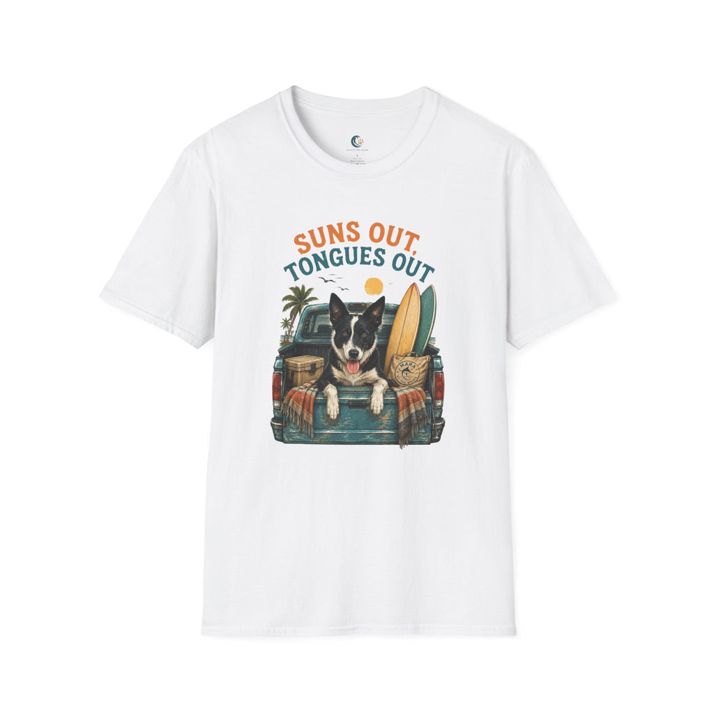 Suns Out Tongues Out Dog (Border Collie) Beach T-Shirt