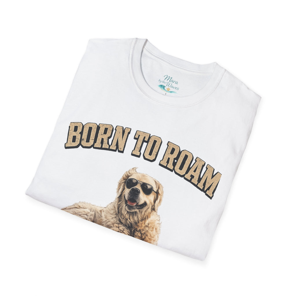 Born to Roam Dog T-Shirt — Golden Retriever 'Live Free Stay Wild' Graphic Tee