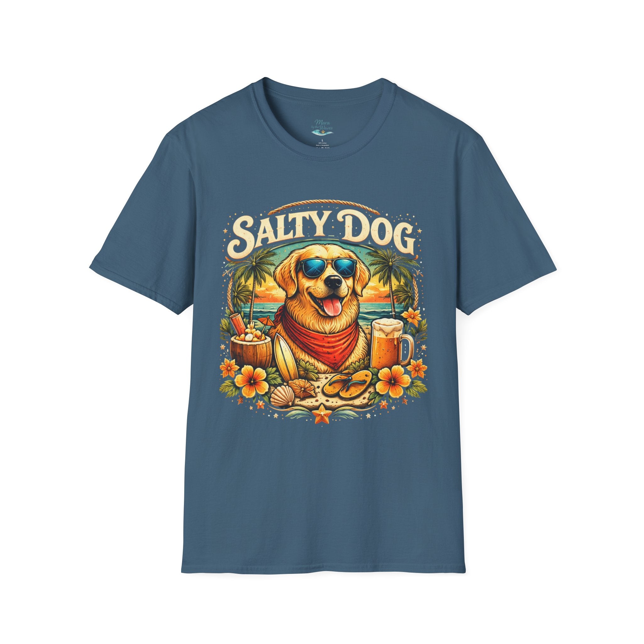 Salty Dog Beach T-Shirt — Retro Surf Dog Graphic Tee