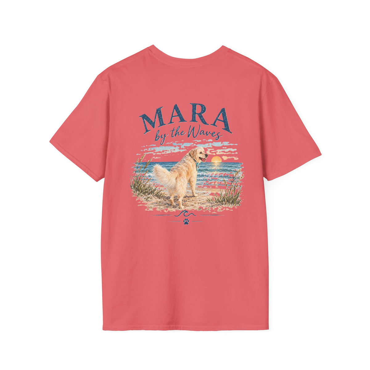 Mara by the Waves T-Shirt — Coastal Golden Retriever Tee