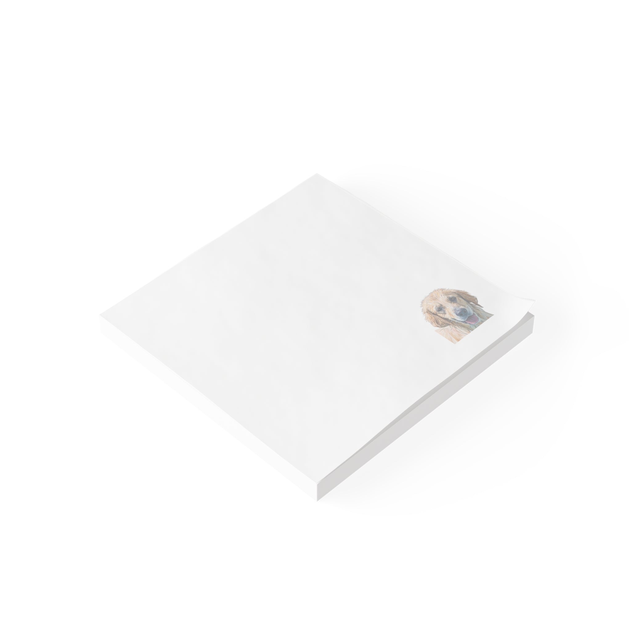 Post-it Note Pad with Golden Retriever Corner Design — Bright Blue Sticky Notes