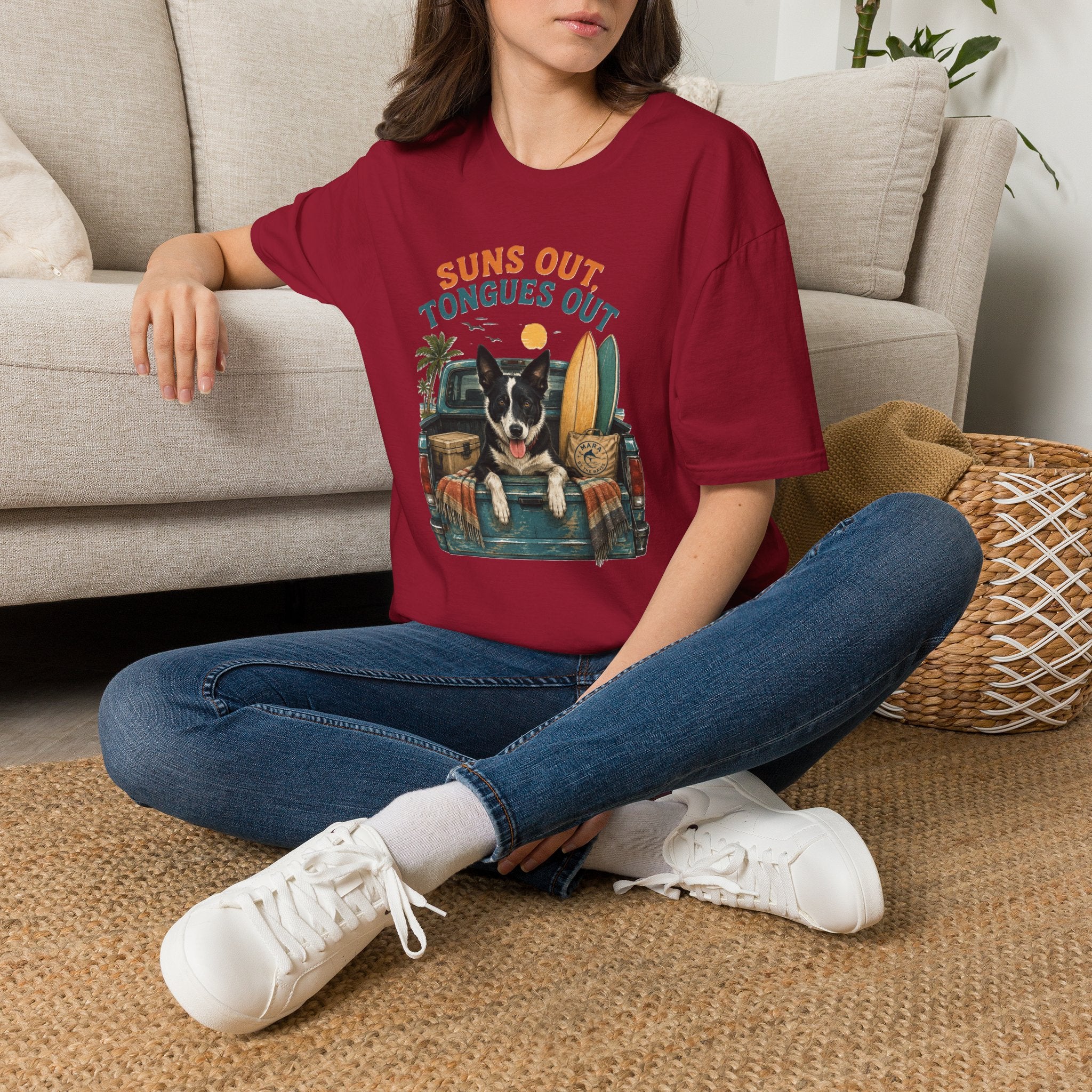 Suns Out Tongues Out Dog (Border Collie) Beach T-Shirt