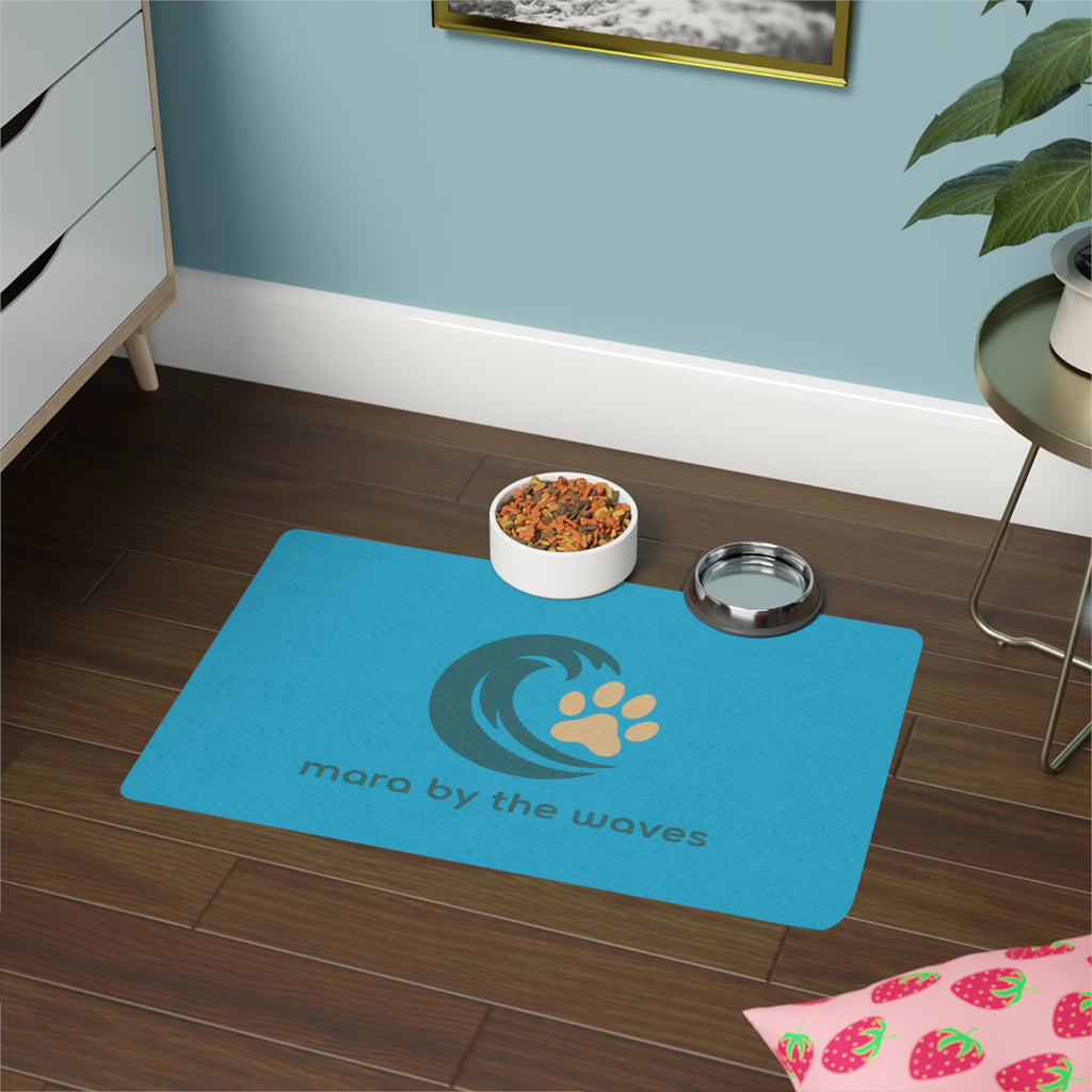 Coastal Paw Pet Food Mat (12x18) — 'mara by the waves' Non-Slip Feeding Mat