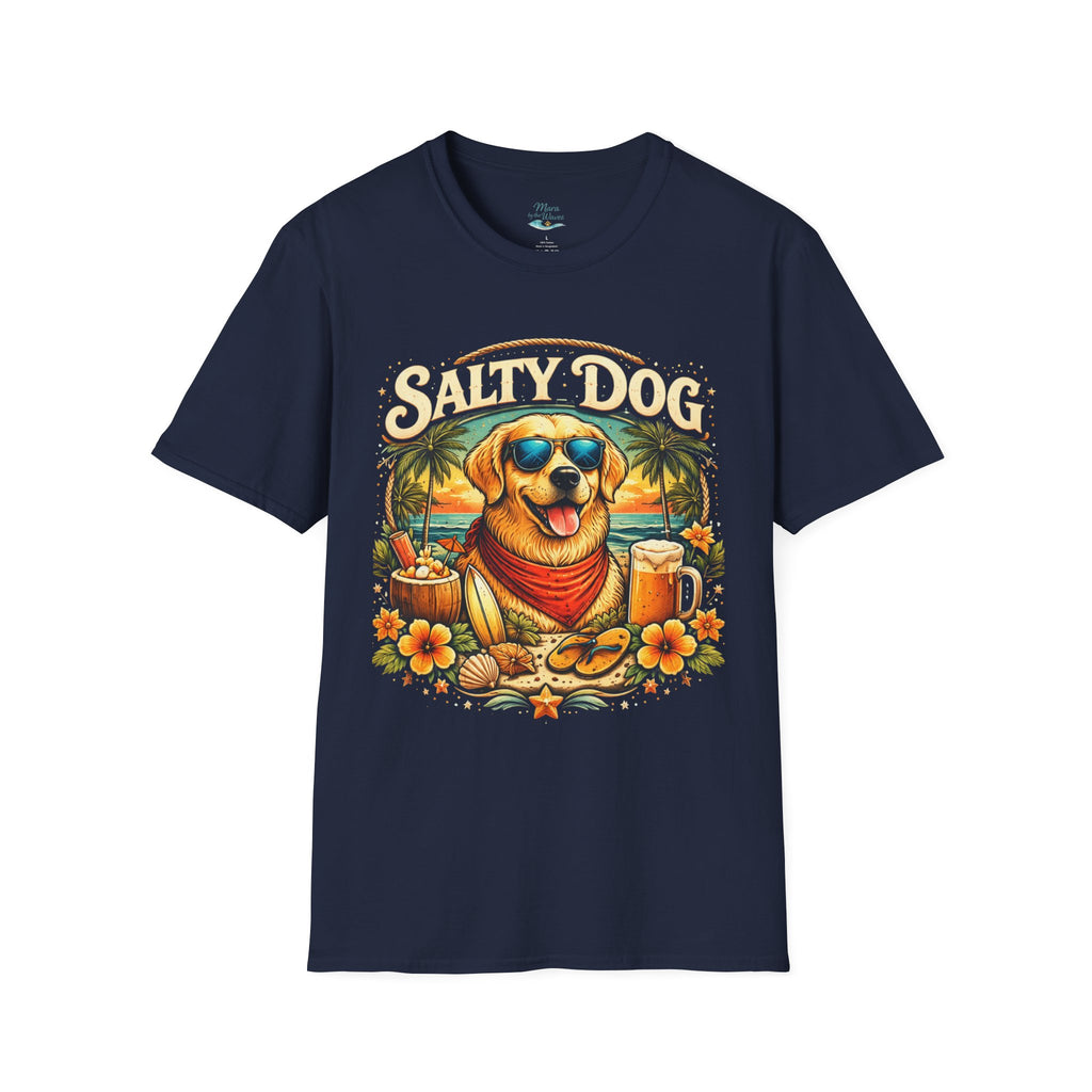 Salty Dog Beach T-Shirt — Retro Surf Dog Graphic Tee