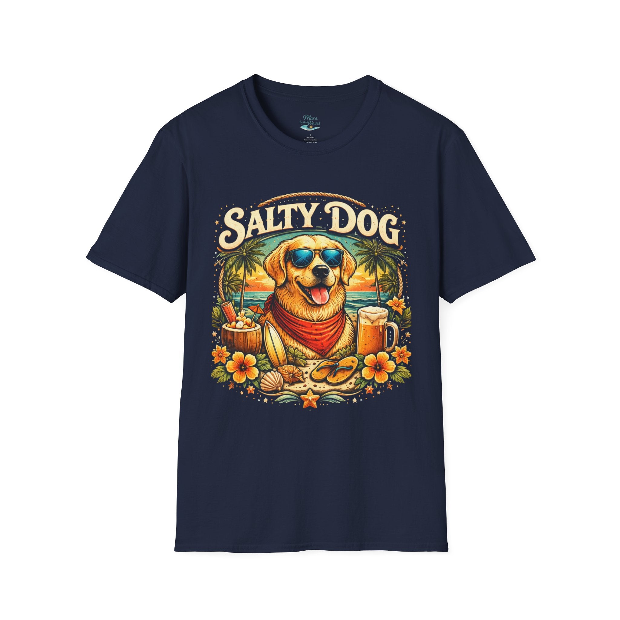 Salty Dog Beach T-Shirt — Retro Surf Dog Graphic Tee