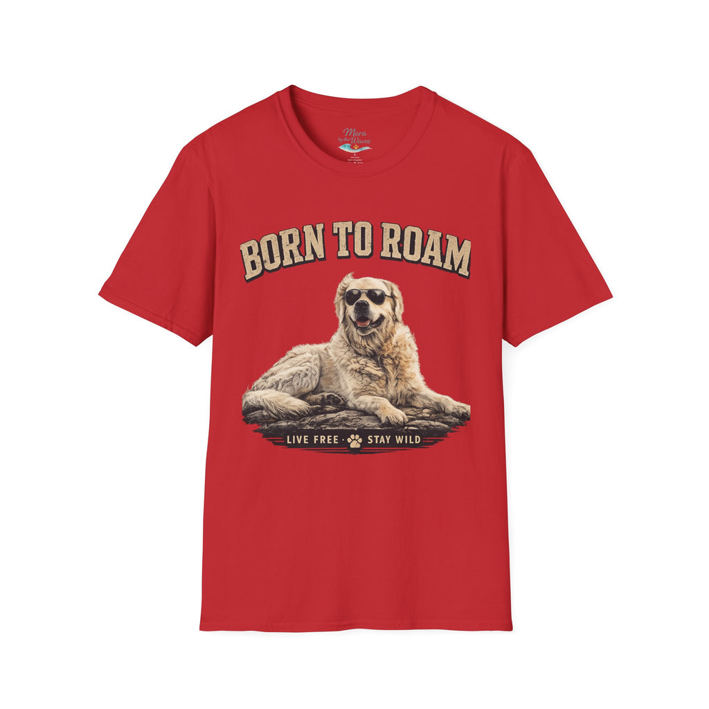 Born to Roam Dog T-Shirt — Golden Retriever 'Live Free Stay Wild' Graphic Tee