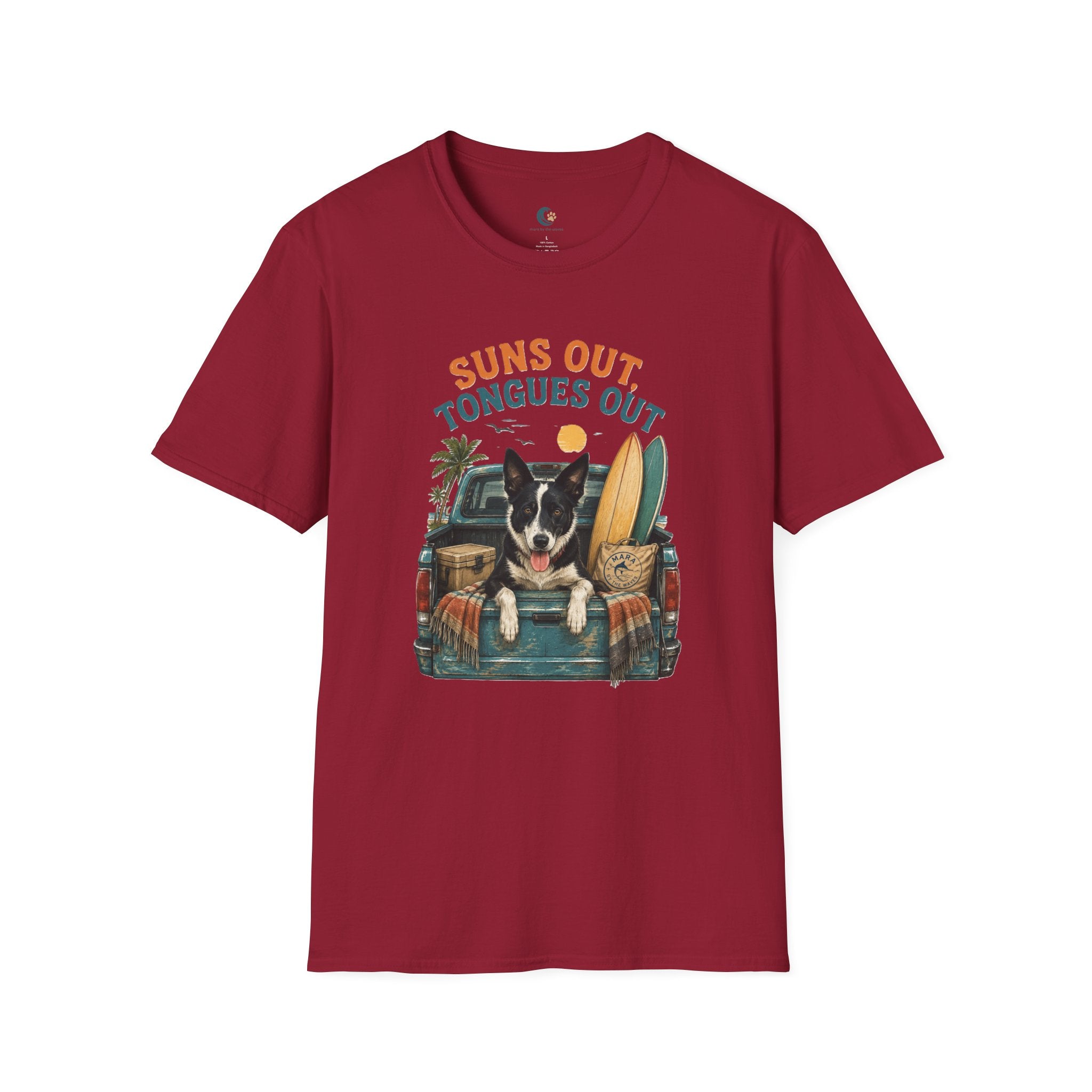 Suns Out Tongues Out Dog (Border Collie) Beach T-Shirt