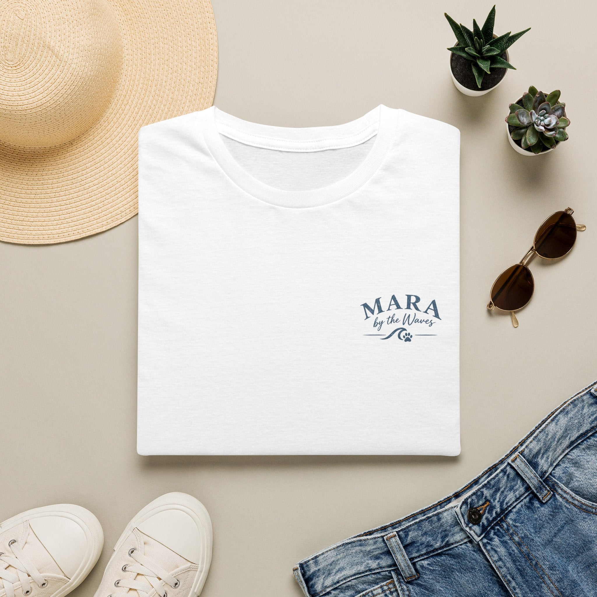 Mara by the Waves T-Shirt — Coastal Golden Retriever Tee