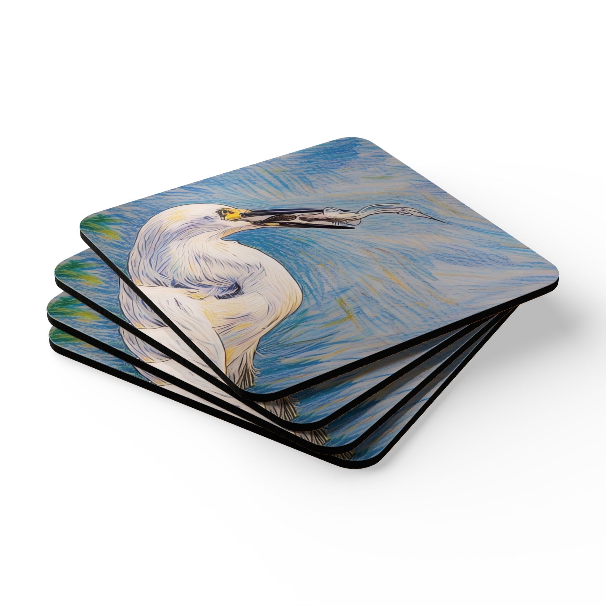 Coaster Set Snowy Egret