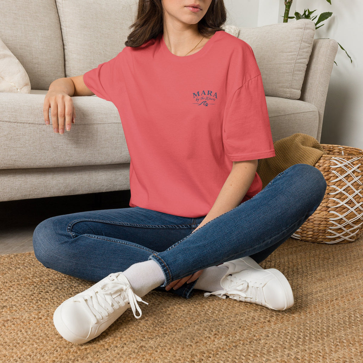 Mara by the Waves T-Shirt — Coastal Golden Retriever Tee