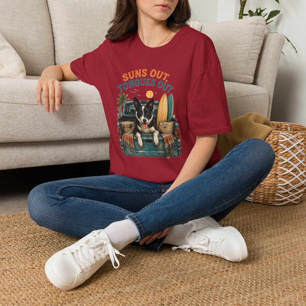 Suns Out Tongues Out Dog (Border Collie) Beach T-Shirt
