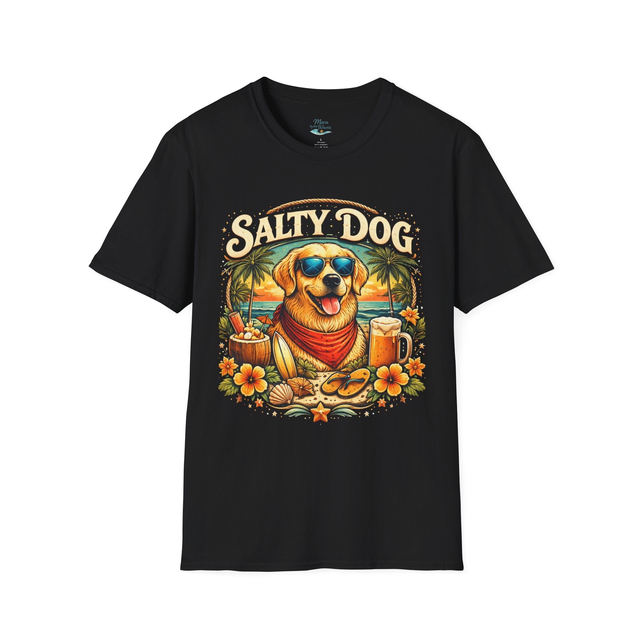Salty Dog Beach T-Shirt — Retro Surf Dog Graphic Tee