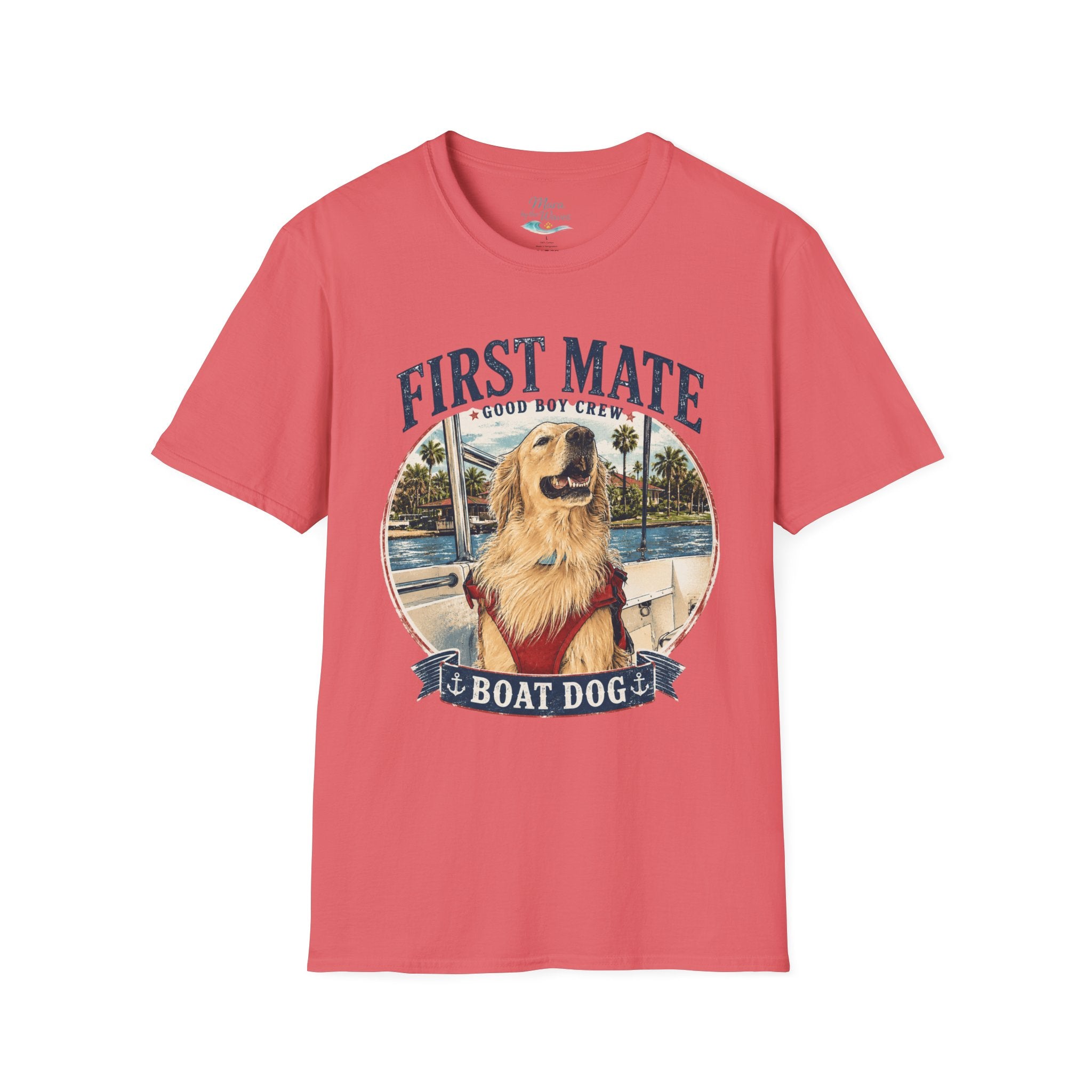 First Mate Boat Dog T-Shirt — Golden Retriever Nautical Tee