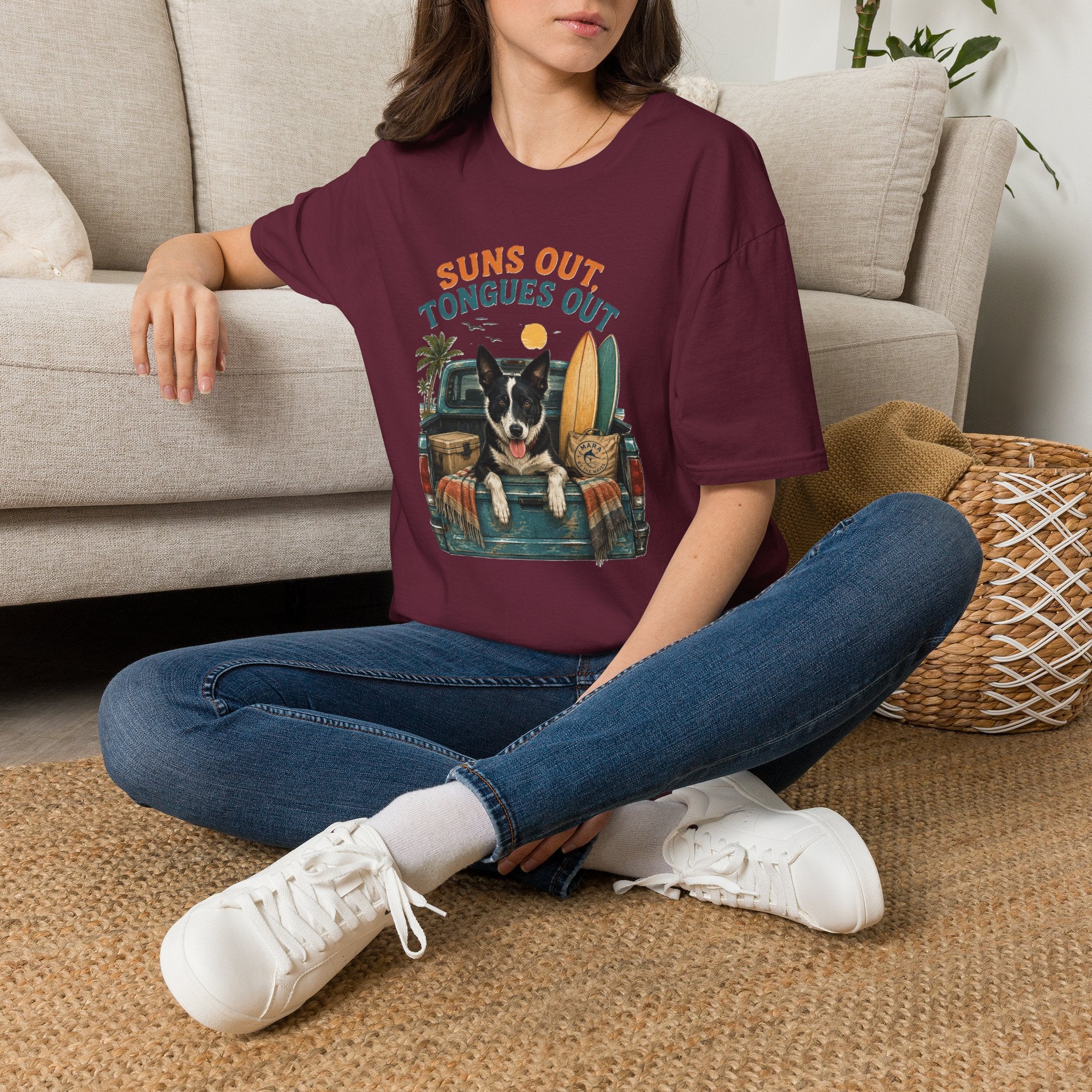 Suns Out Tongues Out Dog (Border Collie) Beach T-Shirt